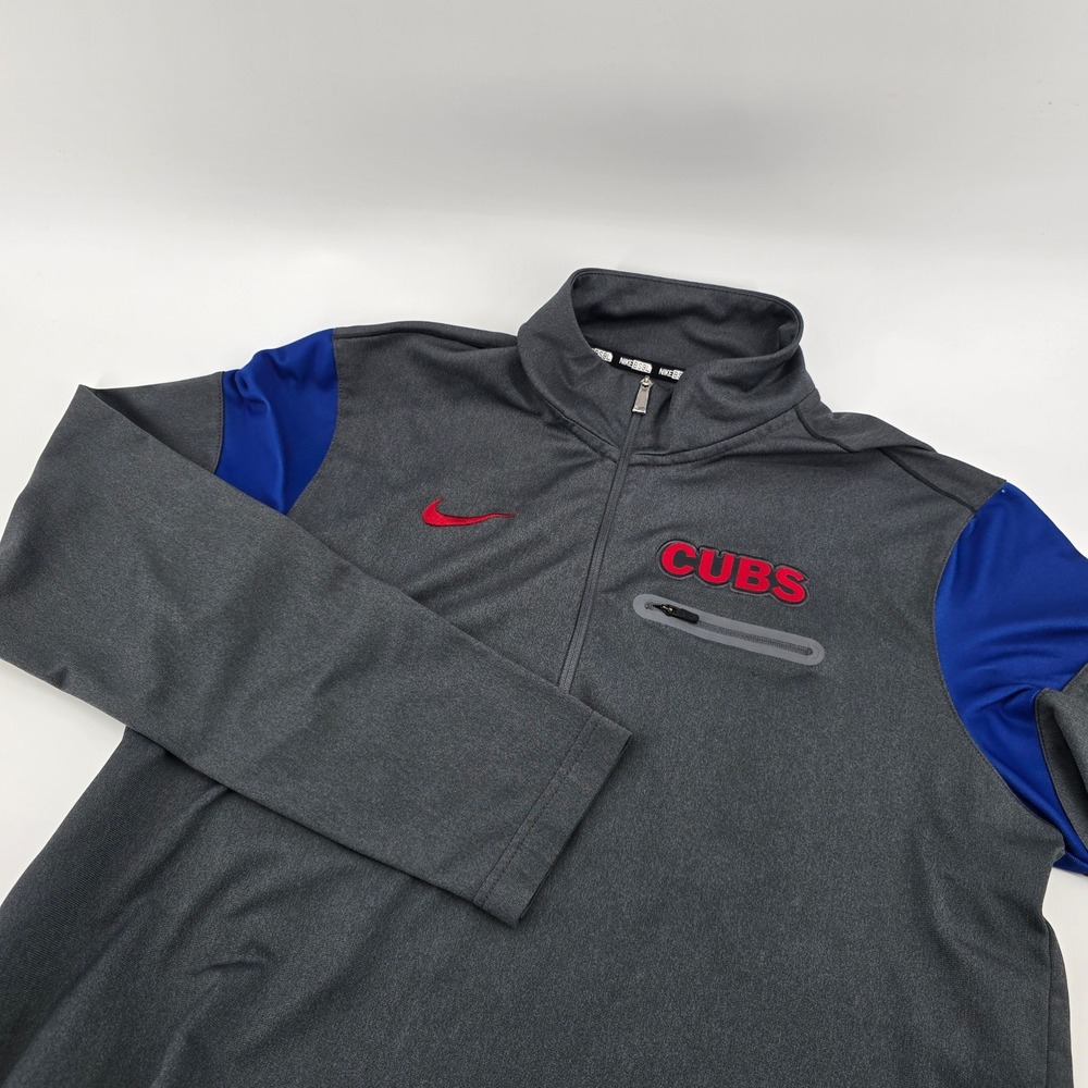 Nike‎ BSBL Chicago Cubs Quarter Zip Pullover Mens MLB Baseball Gray Blue Medium